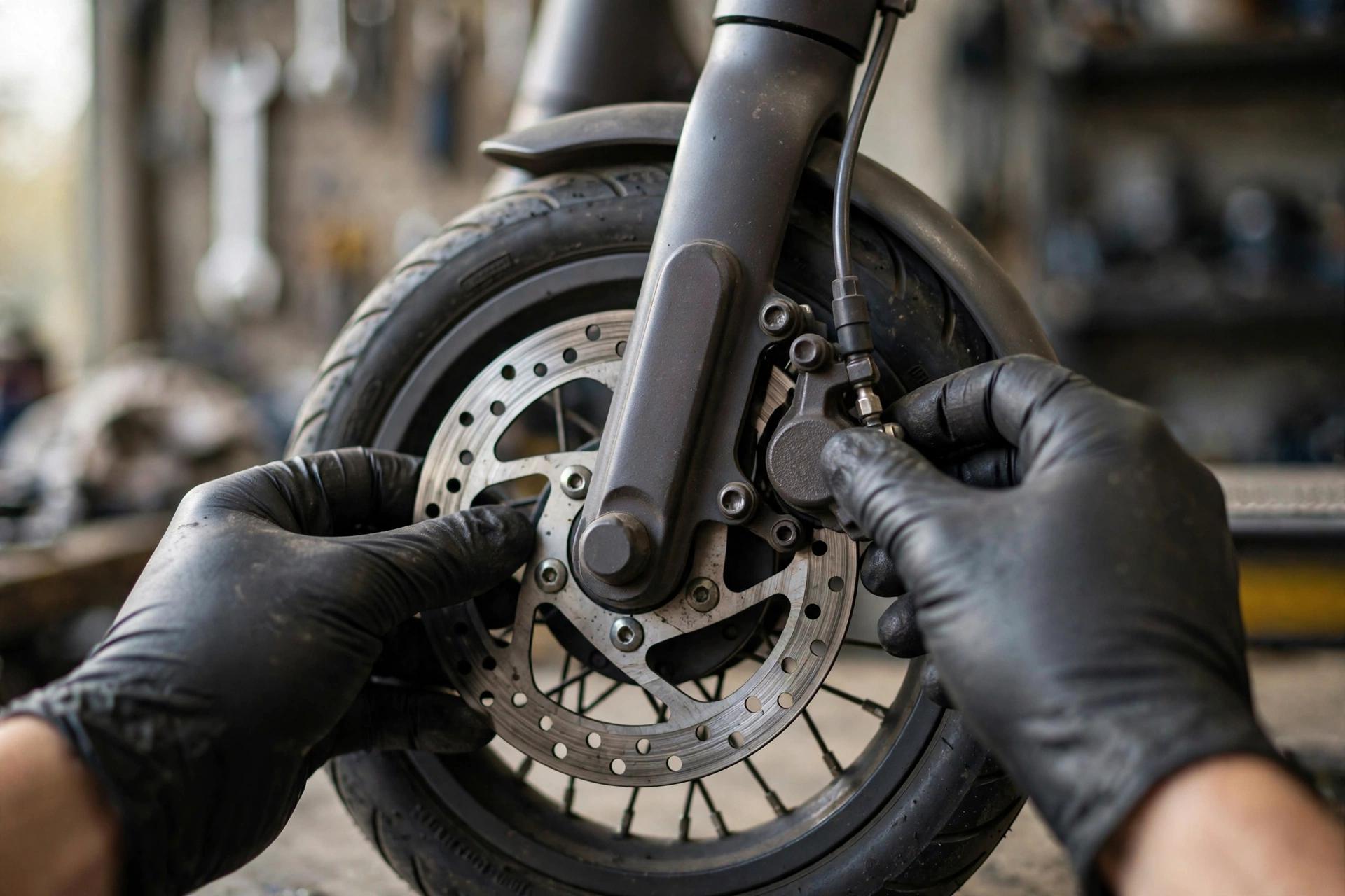 E-Scooter Inspektion in Mannheim – Bremsen-Detailprüfung an der Bremsscheibe