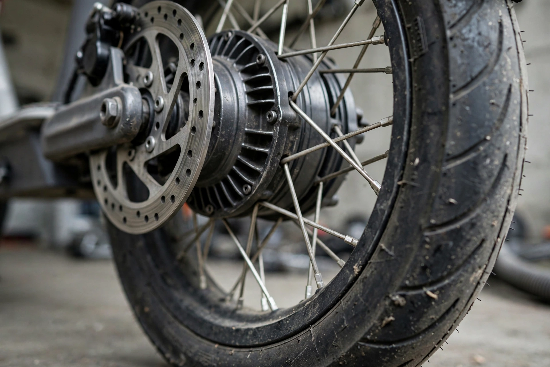 E-Scooter Radnabenmotor Detail in Mannheim – Verschleiß am Hinterradmotor erkennen